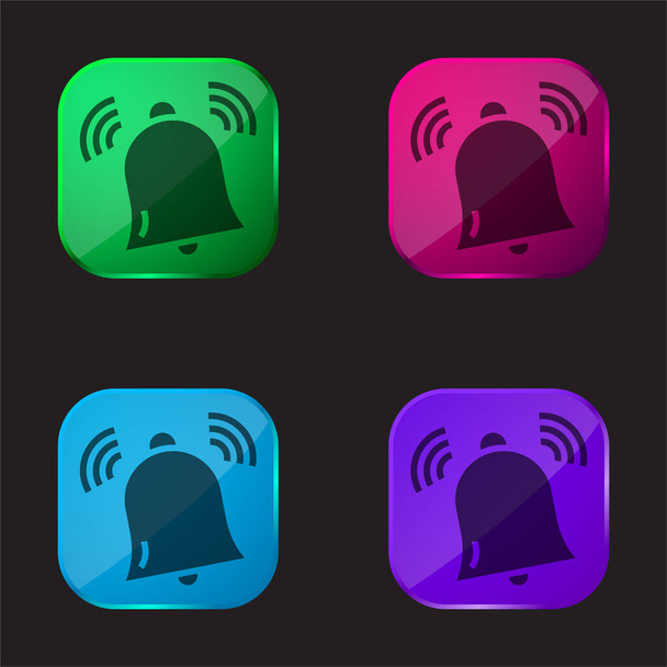 Riasztó négy színű üveg gomb ikon - Vektor, kép