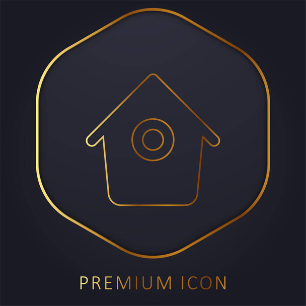 Bird House With Small Round Hole golden line premium logo or icon - Vector, Image