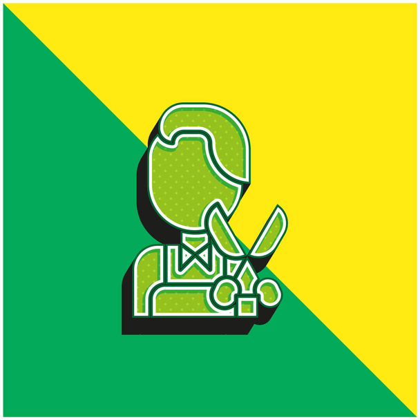 Barber Logo vectoriel 3d moderne vert et jaune - Vecteur, image