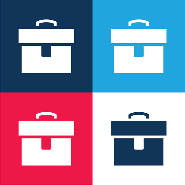 Porte-documents bleu et rouge quatre couleurs minimum jeu d'icônes - Vecteur, image