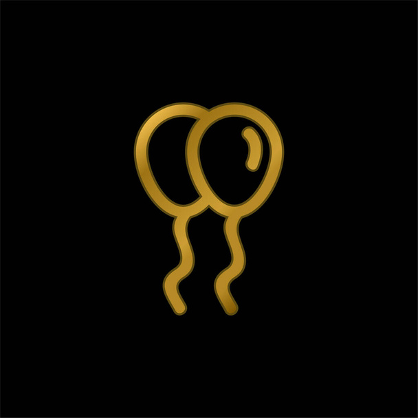 Balloons Couple gold plated metalic icon or logo vector - Vector, Image