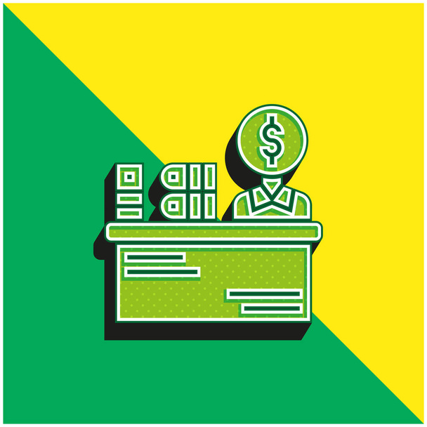 Keeper Greenと黄色のモダンな3Dベクトルアイコンのロゴを予約 - ベクター画像