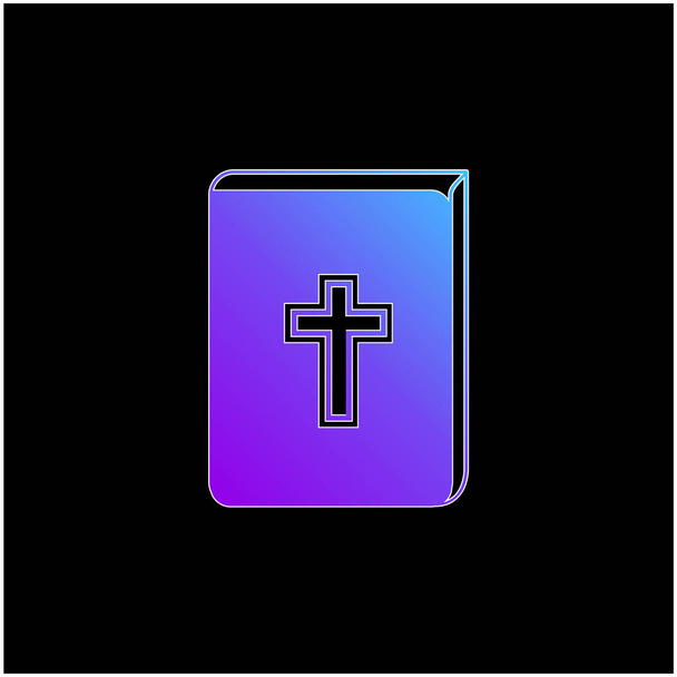 Bijbel met Kruis Sign In Voorzijde blauw verloop vector pictogram - Vector, afbeelding