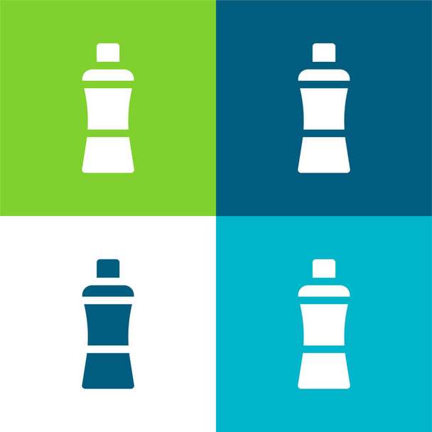 Fles van Water Flat vier kleuren minimale pictogram set - Vector, afbeelding