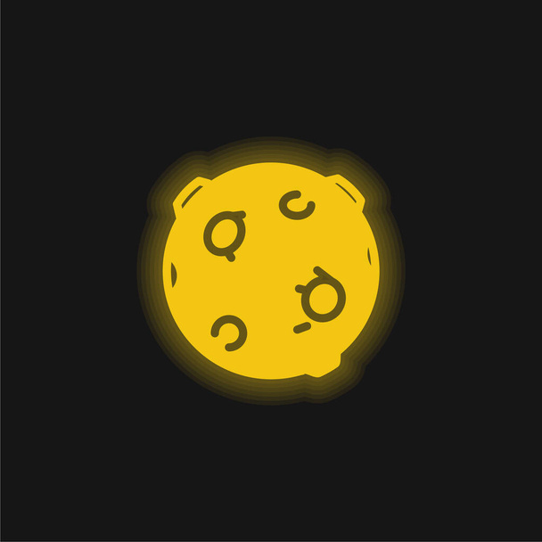 Schwarze Kugel mit Kreisen gelb leuchtende Neon-Symbol - Vektor, Bild