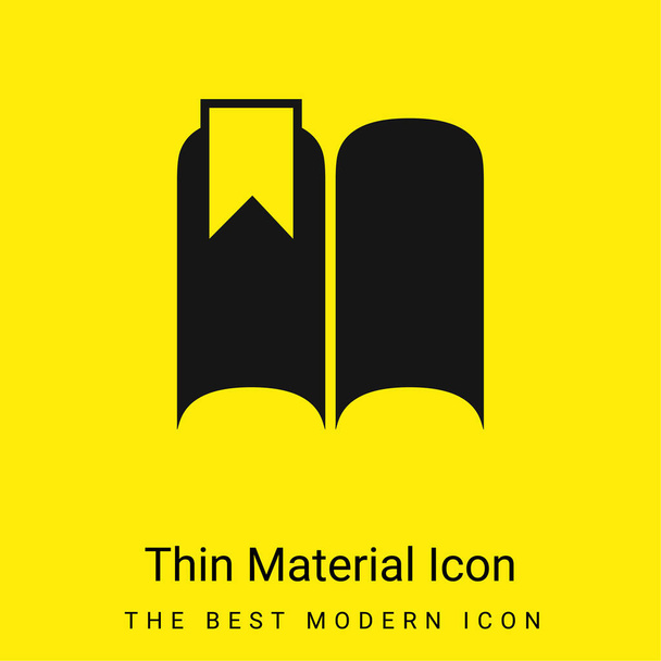 Bladwijzer Op Een Geopend Boek Minimaal helder geel materiaal icoon - Vector, afbeelding