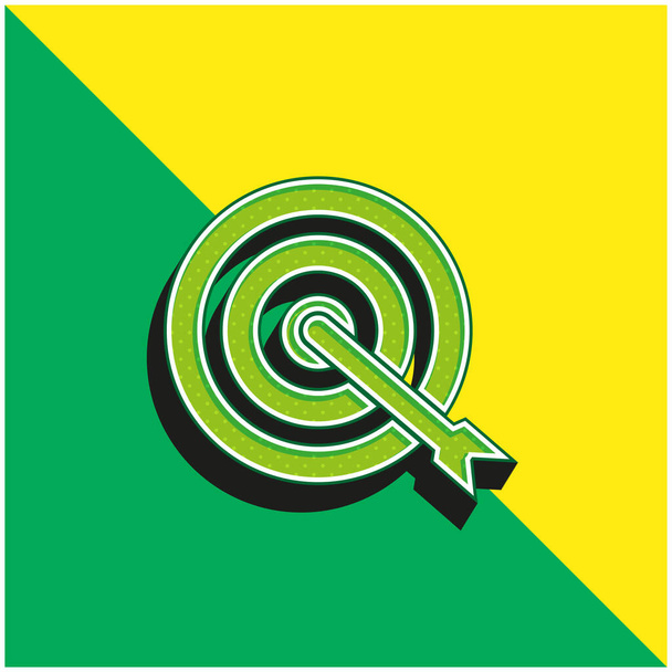 Arrow Shoot On Target Center Logo moderno vector 3d verde y amarillo - Vector, Imagen