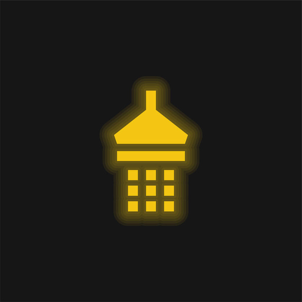 Banyo Duşu Sarı parlak neon ikonu - Vektör, Görsel