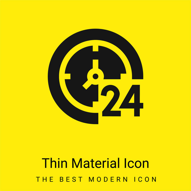 24 ore icona minimale materiale giallo brillante - Vettoriali, immagini