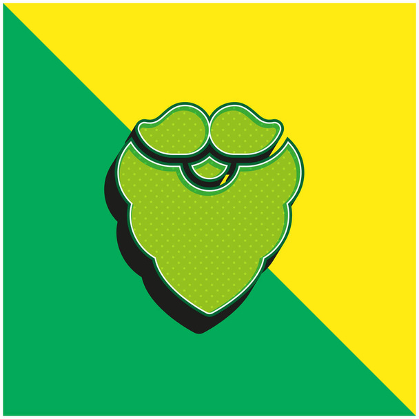 ひげグリーンと黄色の現代的な3Dベクトルのアイコンのロゴ - ベクター画像