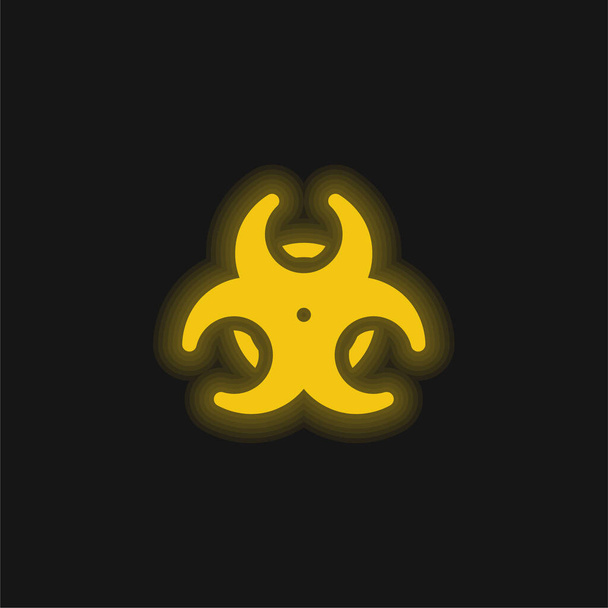 Biológiai veszély sárga izzó neon ikon - Vektor, kép