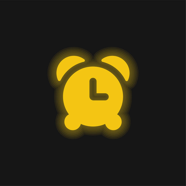 Alarm Hodiny žluté zářící neon ikona - Vektor, obrázek