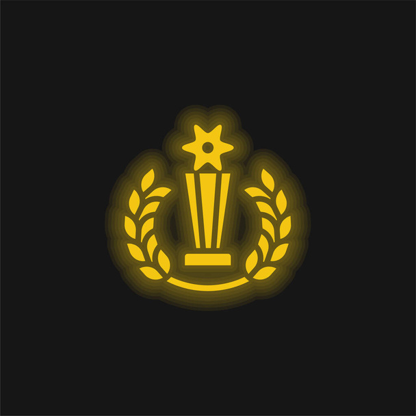Ocenění žlutá zářící neonová ikona - Vektor, obrázek
