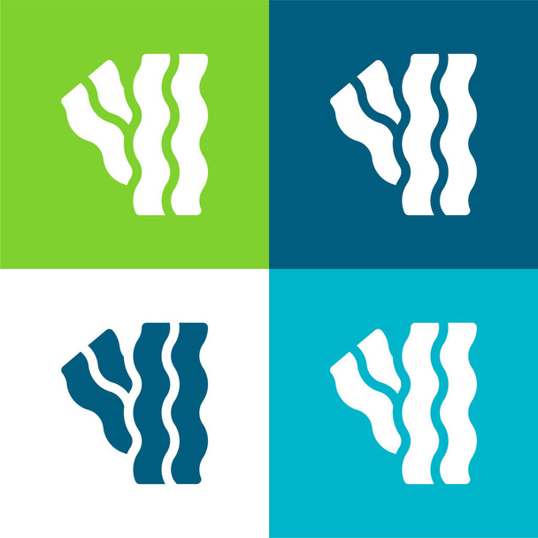 Bacon Set icona minimale a quattro colori piatto - Vettoriali, immagini