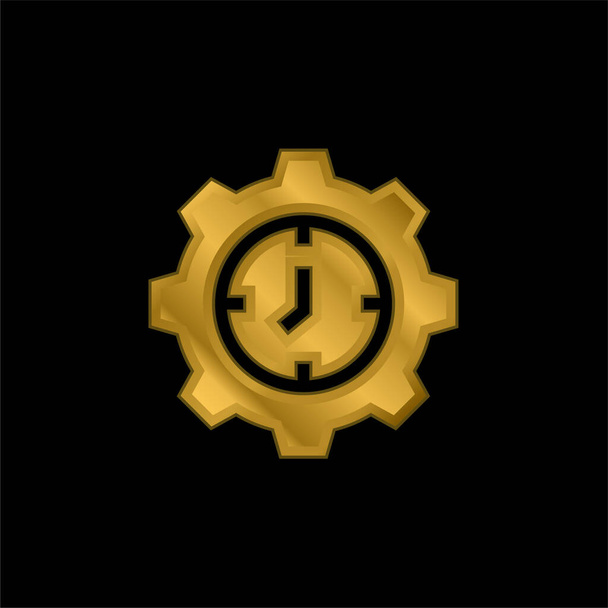 Ajustar el icono metálico chapado en oro o vector de logotipo - Vector, Imagen