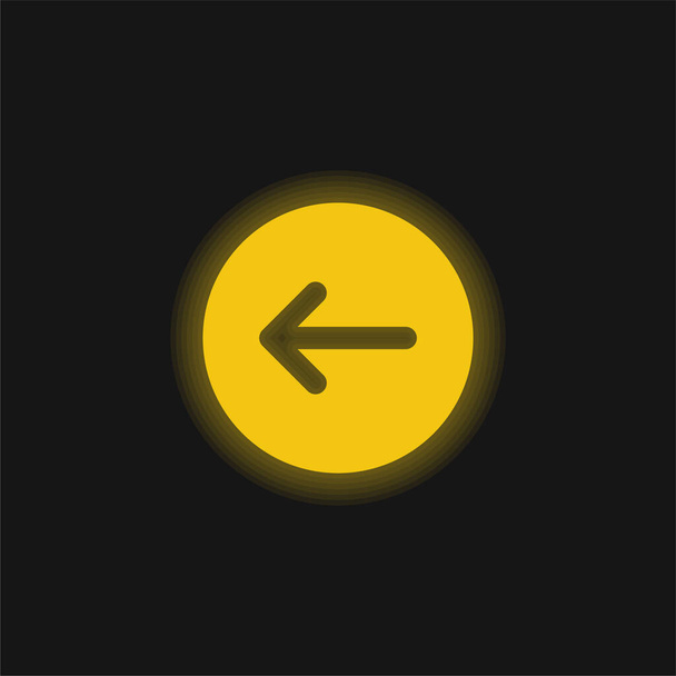 Atrás amarillo brillante icono de neón - Vector, Imagen