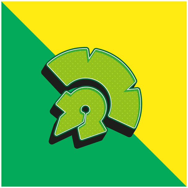 Zabytkowy indiański kawałek Muzeum Zielony i żółty nowoczesny 3D wektor ikona logo - Wektor, obraz
