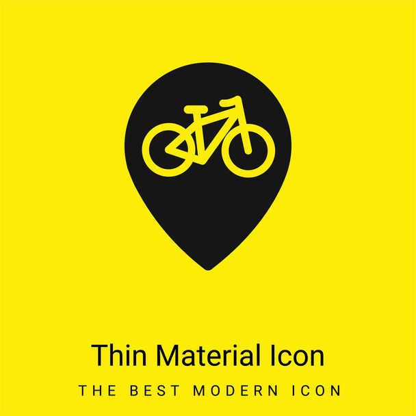 Sinal de zona de bicicleta ícone de material amarelo brilhante mínimo - Vetor, Imagem