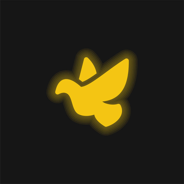 Pájaro amarillo brillante icono de neón - Vector, Imagen