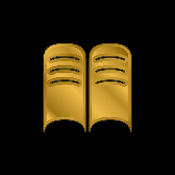 Buch Geöffnete Seiten vergoldet metallisches Symbol oder Logo-Vektor - Vektor, Bild