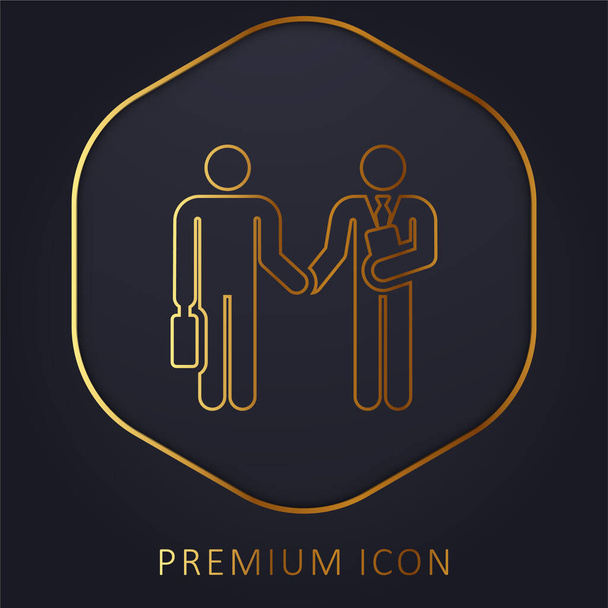 Barganha linha dourada logotipo premium ou ícone - Vetor, Imagem