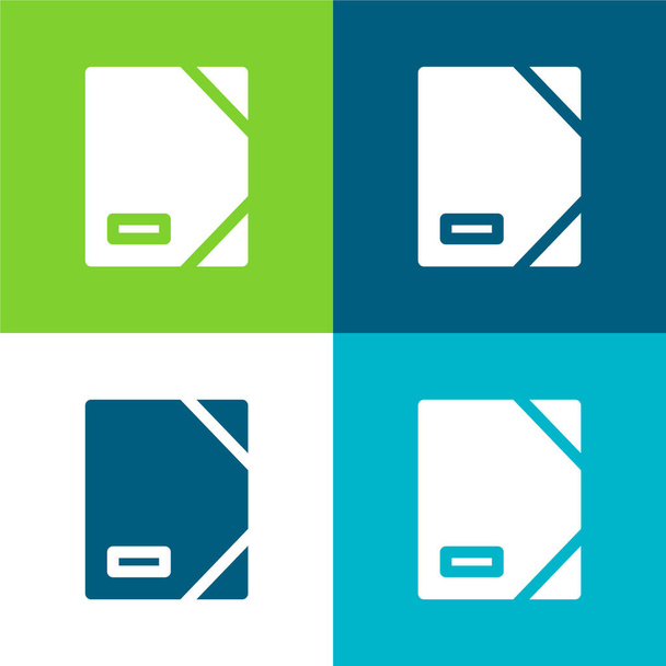 Binder Flat cztery kolory minimalny zestaw ikon - Wektor, obraz