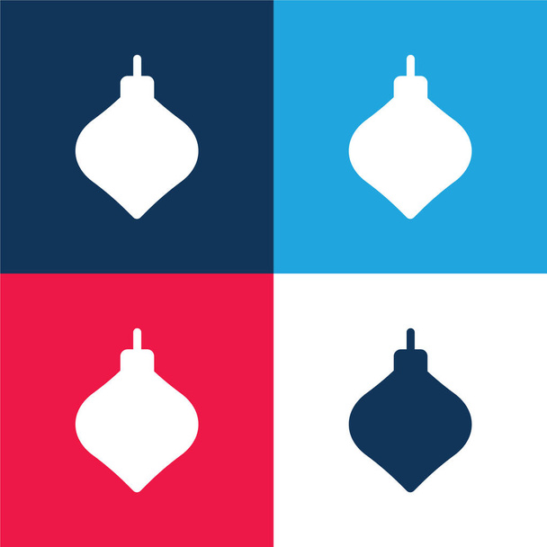 Bauble kék és piros négy szín minimális ikon készlet - Vektor, kép