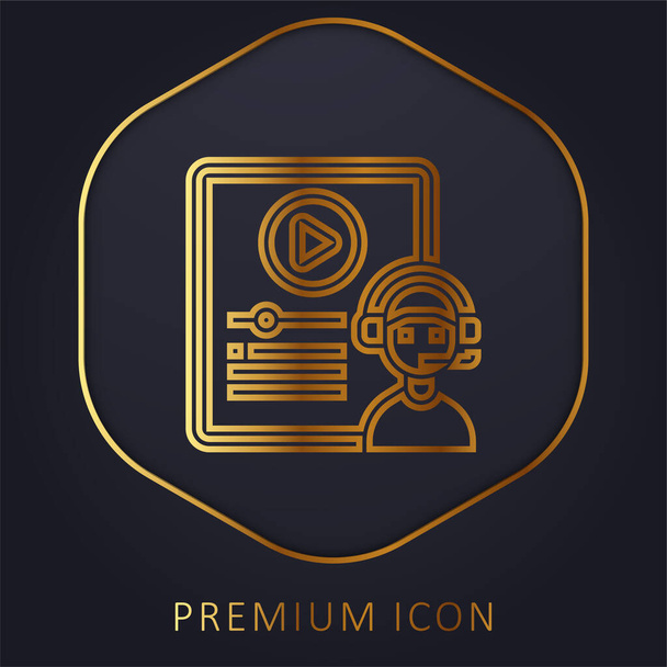 Blended Learning golden line premium logo or icon - Vector, Image