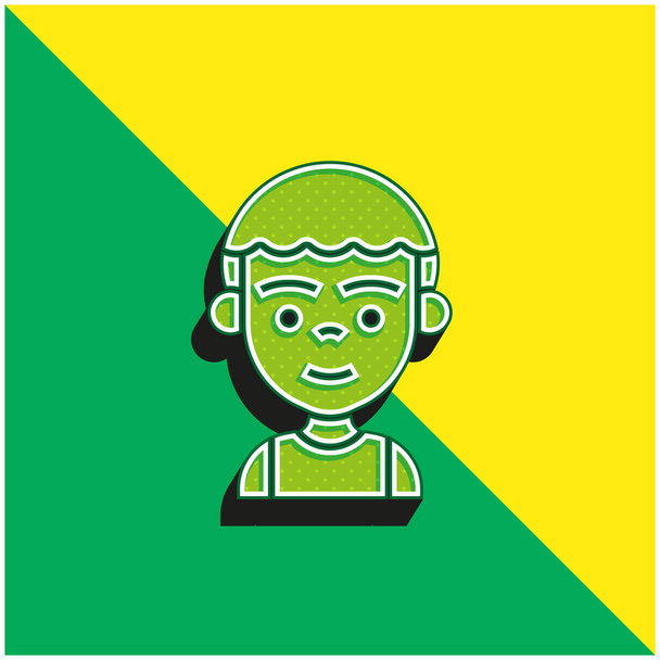 Çocuk Yeşil ve Sarı Modern 3D vektör simgesi logosu - Vektör, Görsel