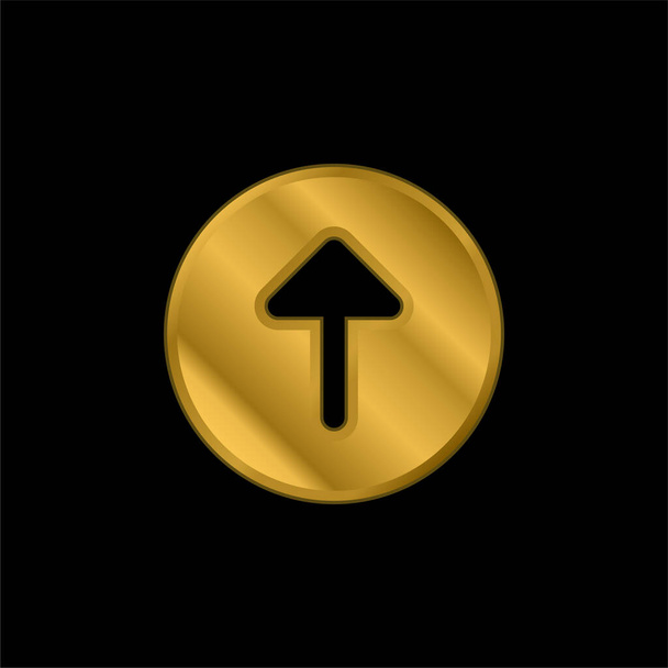 Flecha arriba chapado en oro icono metálico o logo vector - Vector, imagen
