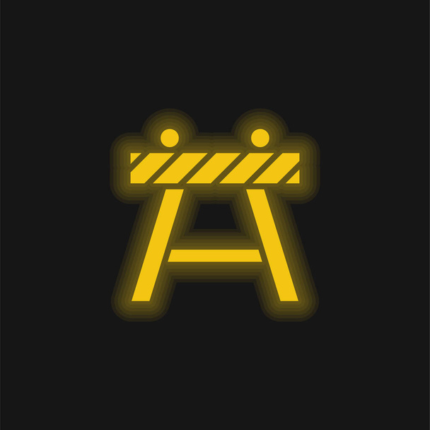 Barricade yellow glowing neon icon - Vector, Image