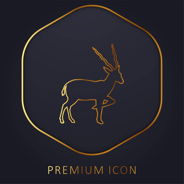 Antelope Silhouette von der Seite gesehen goldene Linie Premium-Logo oder Symbol - Vektor, Bild