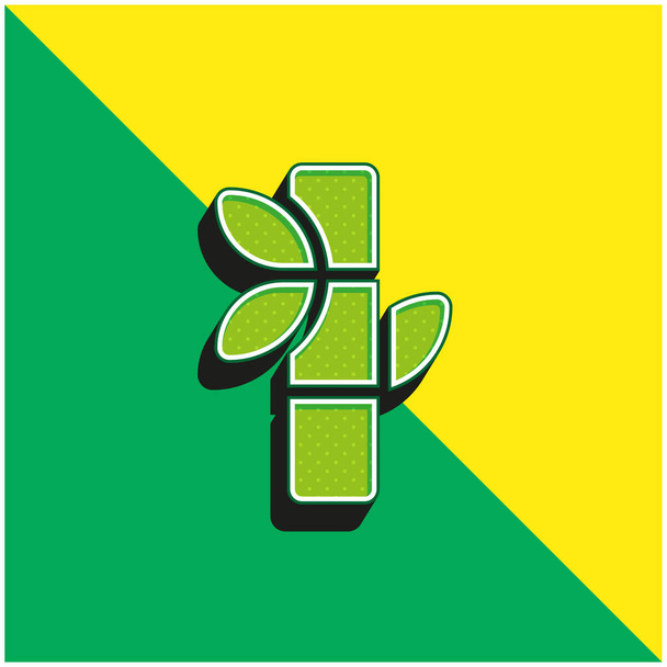 竹緑と黄色の現代的な3Dベクトルアイコンのロゴ - ベクター画像