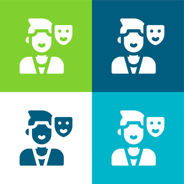 Actor Flat four color minimal icon set - Vector, Image