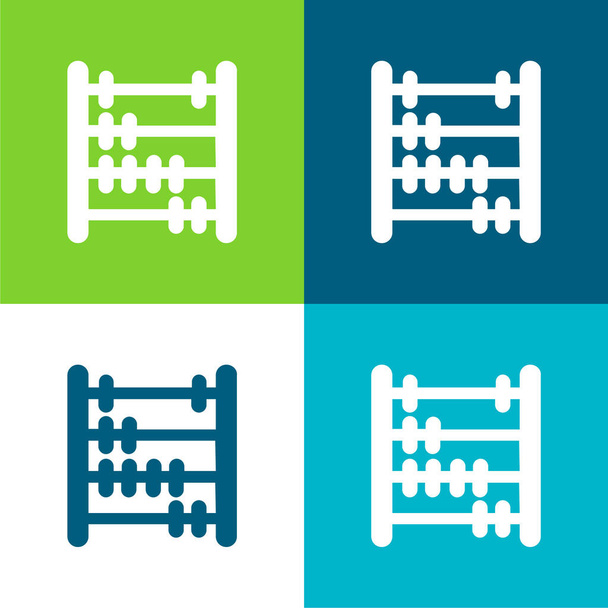 Abacus Flat conjunto de iconos mínimos de cuatro colores - Vector, imagen
