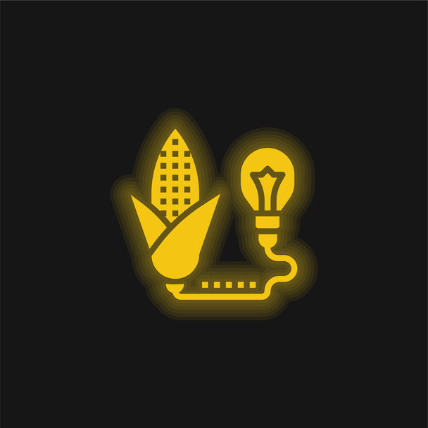 バイオマス黄色の輝くネオンアイコン - ベクター画像