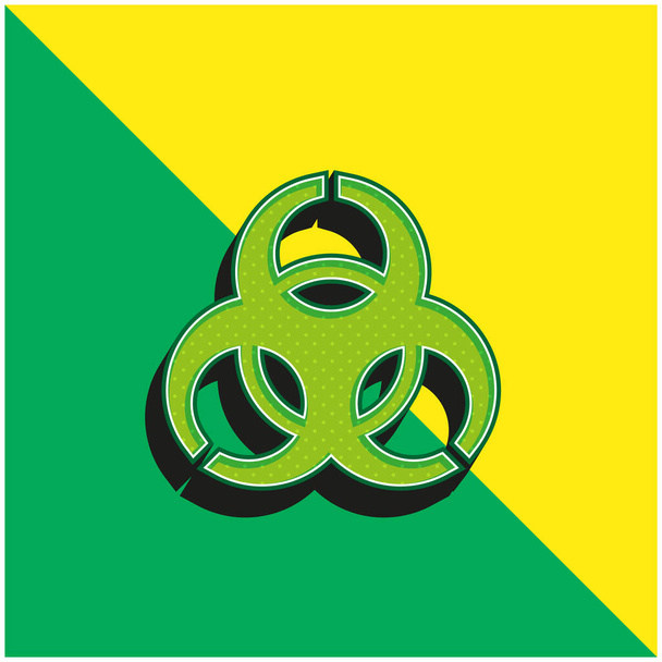 Biohazard Zöld és sárga modern 3D vektor ikon logó - Vektor, kép