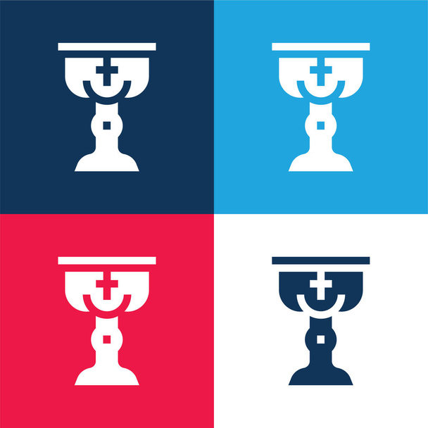 Batismo azul e vermelho quatro cores conjunto de ícones mínimos - Vetor, Imagem
