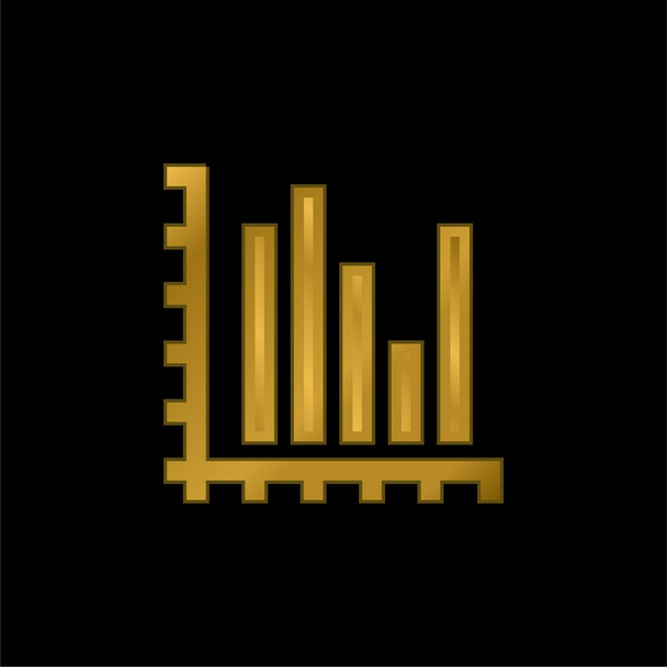 Gráfico de barras chapado en oro icono metálico o logotipo vector - Vector, imagen