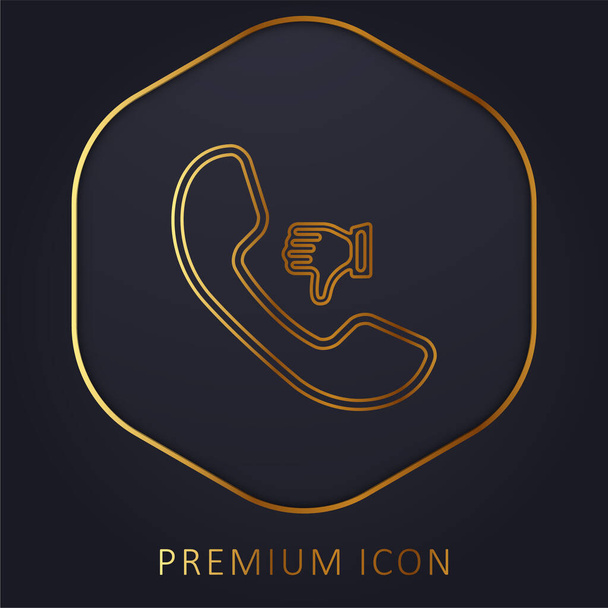 Auricular With Thumb Down Sign zlatá čára prémie logo nebo ikona - Vektor, obrázek