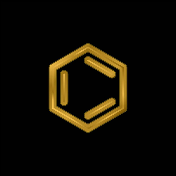 Benceno chapado en oro icono metálico o logo vector - Vector, Imagen
