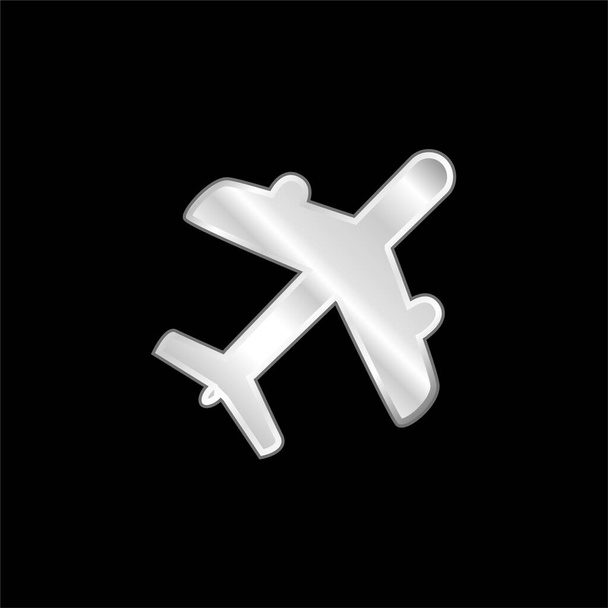 Airliner postříbřená kovová ikona - Vektor, obrázek