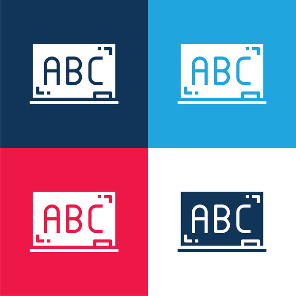Lavagna blu e rosso quattro set icona minimale colore - Vettoriali, immagini