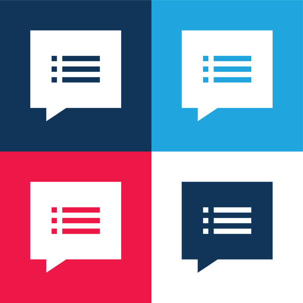 Argument modrá a červená čtyřbarevná minimální ikona nastavena - Vektor, obrázek