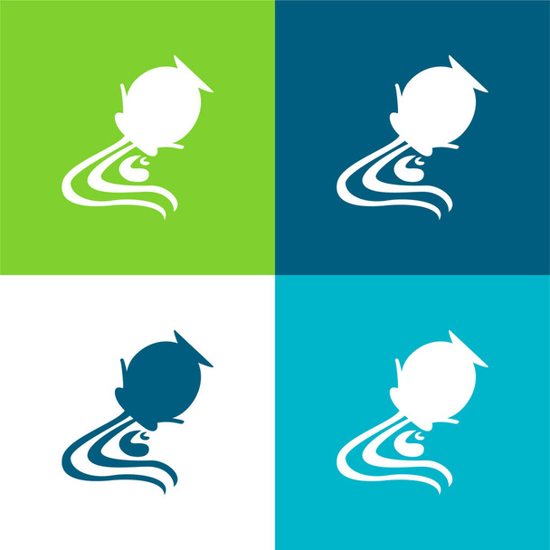 Υδροχόος Σύμβολο Σύμβολο σύμβολο Επίπεδη τέσσερις χρώμα ελάχιστο σύνολο εικονιδίων - Διάνυσμα, εικόνα