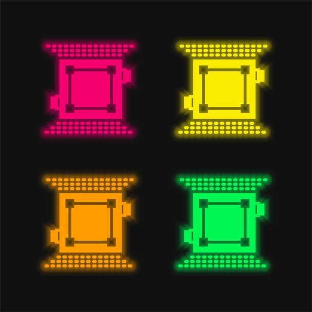 Boxring vier Farbe leuchtenden Neon-Vektor-Symbol - Vektor, Bild
