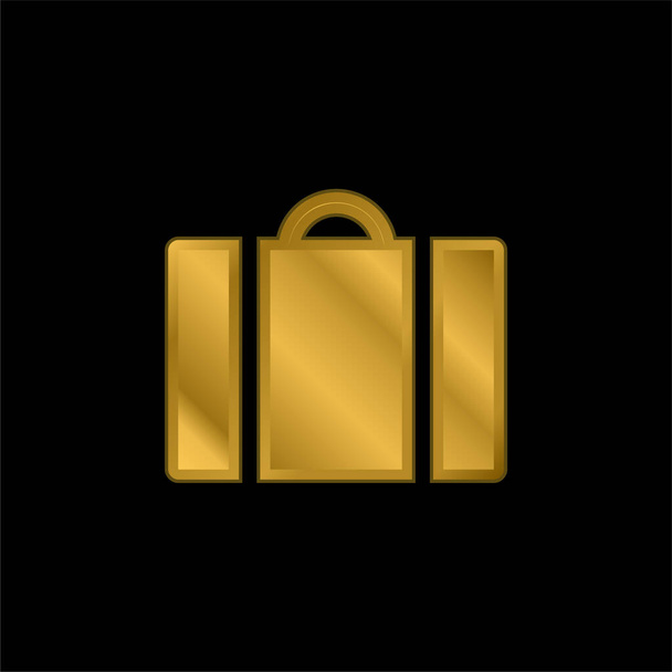 Equipaje chapado en oro icono metálico o logo vector - Vector, imagen