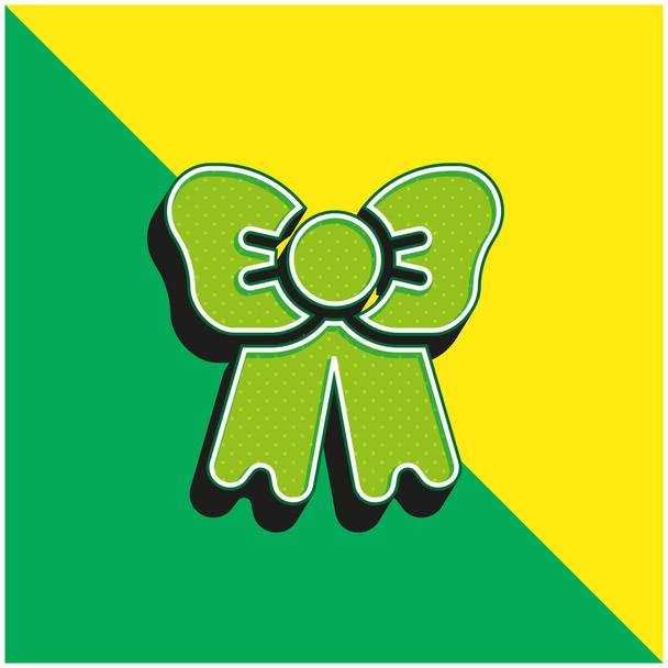 Bogen Grünes und gelbes modernes 3D-Vektorsymbol-Logo - Vektor, Bild