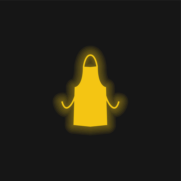 Apron Silhouette yellow glowing neon icon - Vector, Image