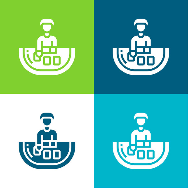 Baccarat Set di icone minimali a quattro colori - Vettoriali, immagini